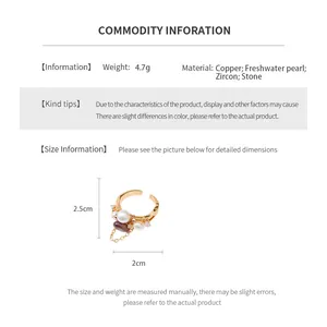 Detailed technical drawing showing the dimensions and materials of the pearl gold ring