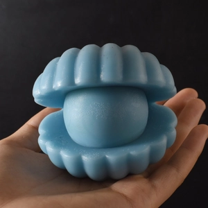 Stampo in silicone a conchiglia azzurra con perla per artigianato fai-da-te in gesso