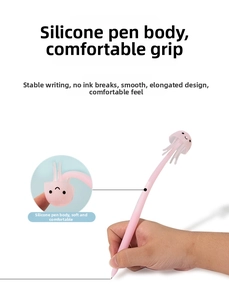 Pink jellyfish silicone pen showing soft flexible texture and comfortable writing grip