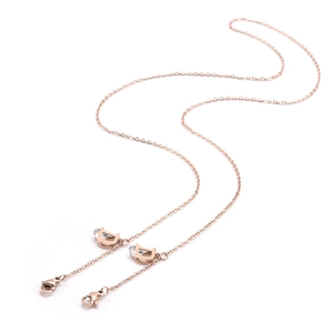 Roségoldfarbene Titanstahl-D-Buchstabenkette mit Zirkonia-Anhängern für Masken