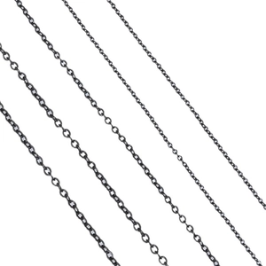 Four different widths of black stainless steel cross chains for DIY necklace jewelry making