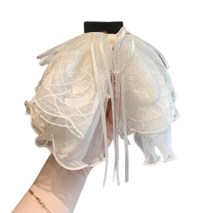 Pince à cheveux romantique en dentelle beige avec broderie et perles délicates