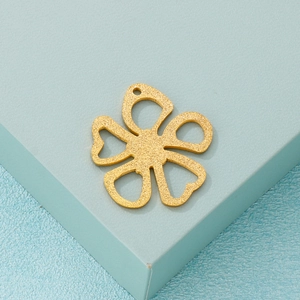 Frosted gold-plated stainless steel hollow flower pendant for DIY jewelry making
