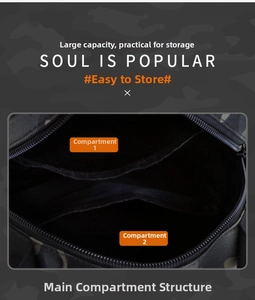 Detailed interior view of a tactical bag featuring dual compartments and a large main pocket