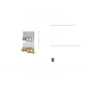 Detail showing metallic ABS spiral earrings in gold and silver finish with dimensions