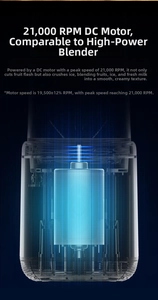 Macro view of portable blender motor with 21000 RPM high-speed rotation technology