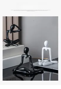 Abstract figure sculptures for desk decor, modern minimalist resin thinker ornaments