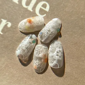 Ice crystal snowflake nail art stickers with 5D embossed winter holiday designs