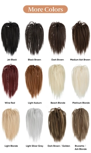 Detailed color chart showing 12 shades of high-temperature synthetic hair extensions