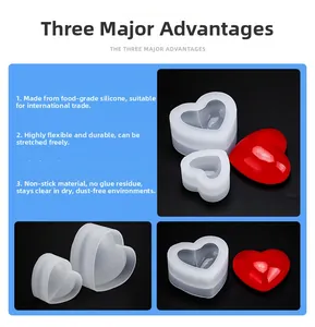 Detailed view of 3D heart-shaped silicone molds for resin casting and DIY crafts
