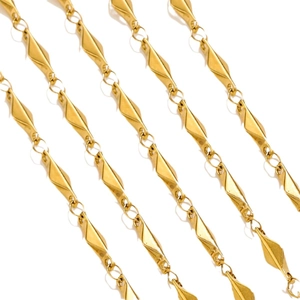 Luxurious gold geometric rhombus chain made of stainless steel for jewelry making