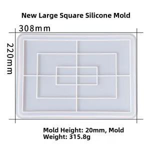 Rectangle tray silicone mold featuring dimensions 308mm by 220mm for resin DIY casting