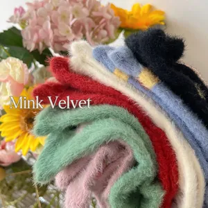 Thick colorful faux mink velvet winter socks for women with soft plush texture