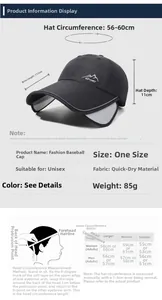 Size chart showing 11.5cm extended brim and 56-60cm circumference for sun hat