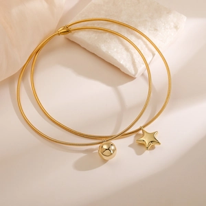 Stainless Steel Star Geometric Pendant Necklace Gold Plated Minimalist Vintage Clavicle Chain Fashion Jewelry For Women