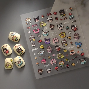 Stickers ongles 5D relief motifs dessins animés mignons pour décoration enfants