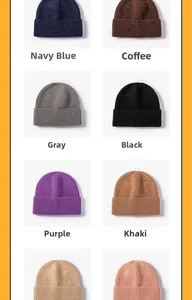Close-up of knit texture and color options including navy, grey, black, and khaki