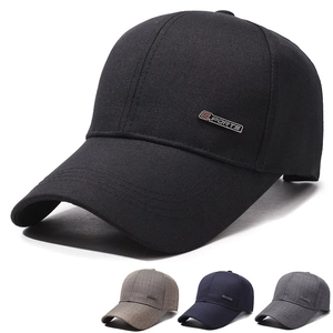 Men Baseball Cap Casual Cotton Adjustable Dad Hat With Metal Sports Logo Breathable Outdoor Sun Shade Duck Tongue Hat