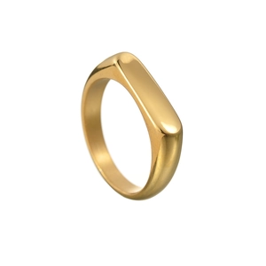 Bague chevalière minimaliste de 4mm en acier inoxydable poli couleur dorée