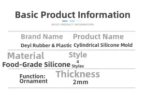 Detailed specifications for cylindrical silicone resin molds with size and material info