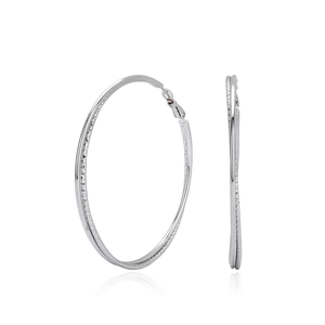 Minimalist S925 sterling silver large hoop earrings with textured diamond-cut finish