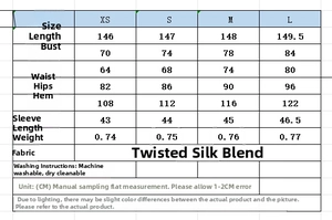 Detailed size chart for backless tiered long dress including length and bust measurements