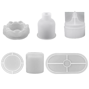 Lotus and stripe resin silicone mold set for DIY candle holders and storage trays