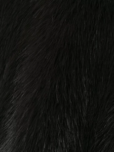 Detailed close-up of premium black faux fur texture with long soft fibers and glossy finish