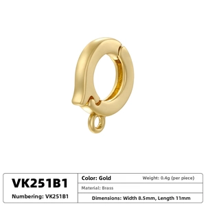 Close-up of 18K gold plated brass spring clasp with zircon for DIY jewelry making