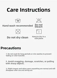 Detailed care instructions and icons for cleaning this leather baseball cap for men