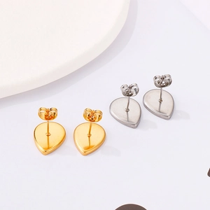 Stainless Steel Teardrop Stud Earring Settings Water Drop Shape Earring Post DIY Jewelry Making Components Findings