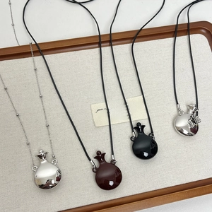 Mini Perfume Bottle Pendant Necklace Alloy Wax Rope Long Sweater Chain Minimalist Jewelry For Women
