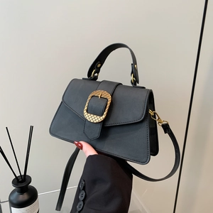 Vintage PU Leather Square Shoulder Bag For Women Fashion Crossbody Purse With Golden Hardware And Adjustable Strap