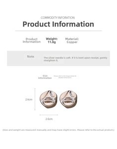 Detailed view of silver-tone irregular geometric earrings with dimensions and material specs