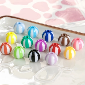 Colorful macaron striped acrylic round beads for DIY jewelry and phone chain making
