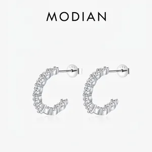 Moissanit D Farbe VVS1 C-Förmig Ohrringe Für Damen 925 Sterlingsilber Eingelegt Funkelnd Feiner Schmuck Jubiläumsgeschenk