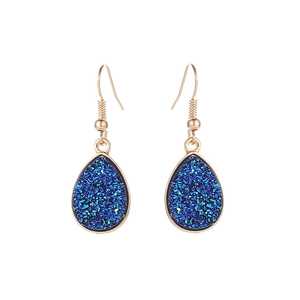 Elegant water drop earrings with cobalt blue crystal clusters and gold-plated hooks