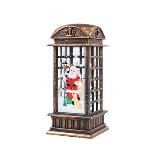 Vintage bronzen kerst windlantaarn met Kerstman scène voor feestelijke tafeldecoratie