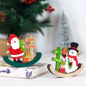 Décoration De Noël En Bois Père Noël Bonhomme De Neige Culbuto Décor De Table Festif Dessin Animé Ornement