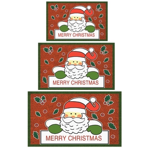 Drei Größen roter Weihnachts-Fußmatten mit Cartoon-Weihnachtsmann und Merry Christmas Text