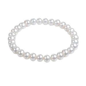 Elegant white faux pearl bracelet for girls featuring a polished and glossy beaded finish