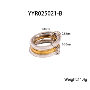 Detailed view of interconnected stainless steel rings showing precise dimensions and weight