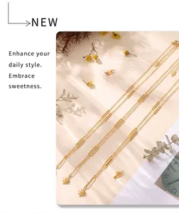 Detailed view of three gold titanium necklaces with sparkling eight-pointed star pendants