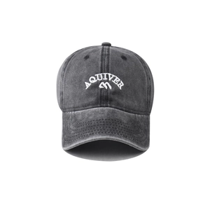 Casquette de baseball en coton lavé gris foncé avec broderie logo montagne