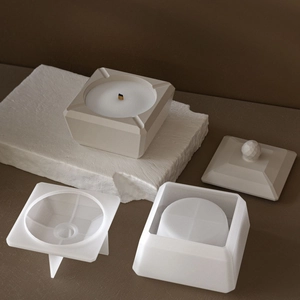 Moule en silicone pour pots de bougies parfumées ovales et boîtes de rangement avec couvercle