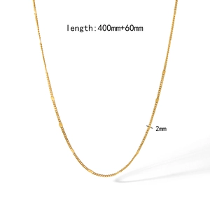 Detail of 18K gold plated necklace chain showing 400mm length and 2mm width dimensions
