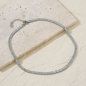 Elegant 925 sterling silver necklace featuring radiant rectangular blue zircon stones