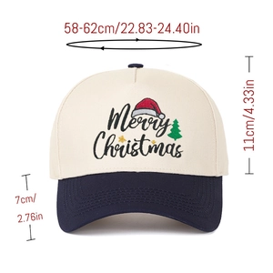 Detailed size chart for Christmas baseball cap with 58-62cm head circumference specs