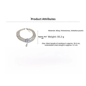 Detailed size and material guide for a multi-layer floral water-drop pearl necklace