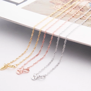 925 Sterling Silver Water Wave Necklace Chain For Women Minimalist Fashion S925 Stamped Basic Link Neck Chain Plated Jewelry Gift